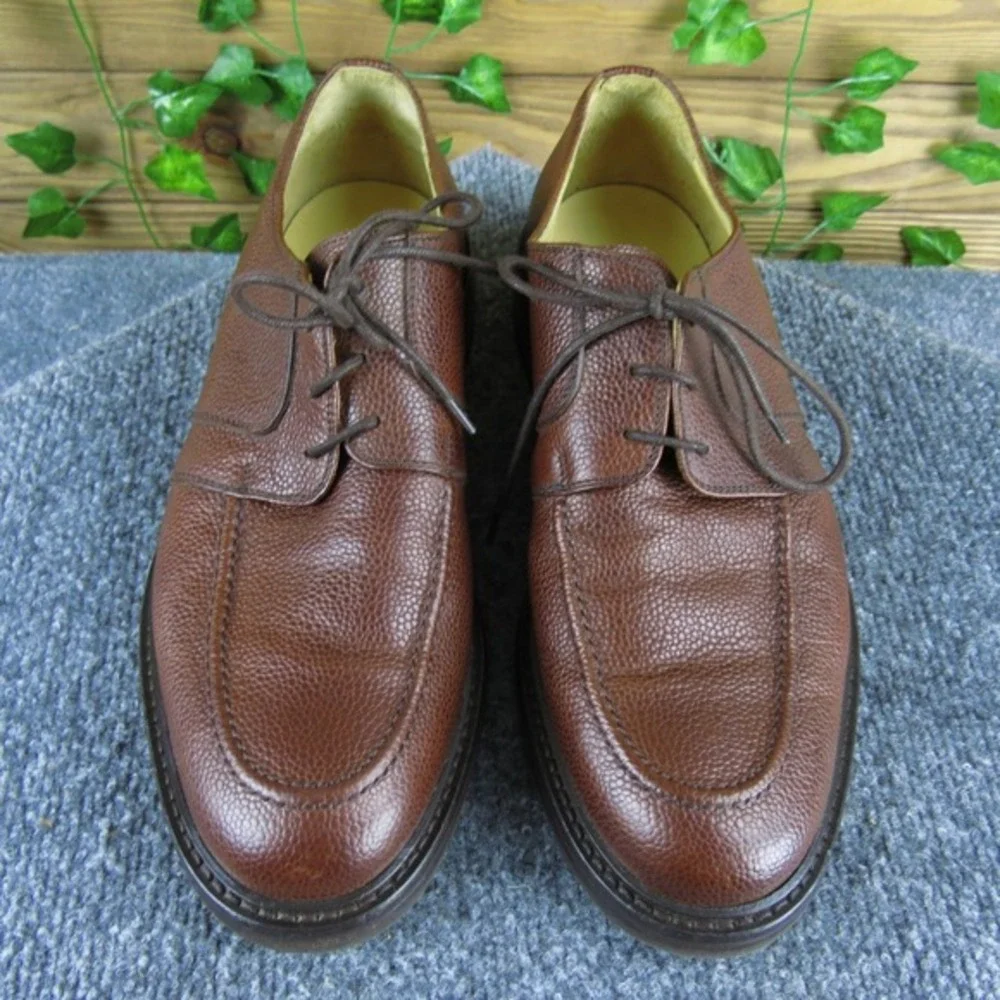 Joseph Abboud Moc Toe Men's‎ 8.5 Brown Leather Lace-Up Dress Shoe Classic Style